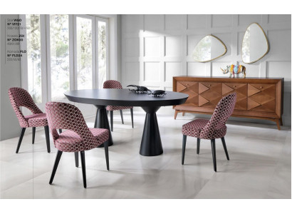 Luxusní jídelní sestava Jídelna Jídelní kout Jídelní stůl Sestava Židle Komoda Dřevo 6 dílů