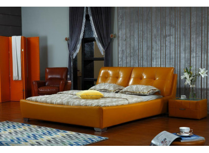 Designer Bett Schlafzimmer Doppelbett Betten Leder Hotel Luxus Polster