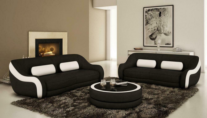 Sofa seto sedáků designu XXL potah kůže. Souprava sedacích garnitur 3+2 míst.