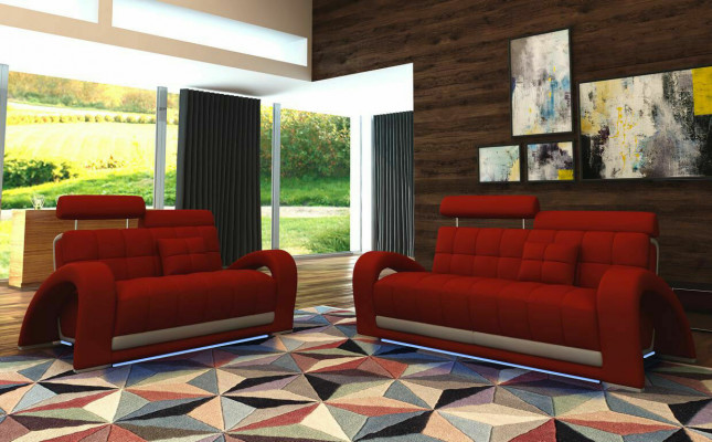 Kožená pohovka Obývací souprava 3+2 Místná Design Moderní Pohovka 2232