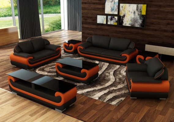 Kůžená pohovka sedačka obývací souprava 3+2 místná moderní designová pohovka 0615.