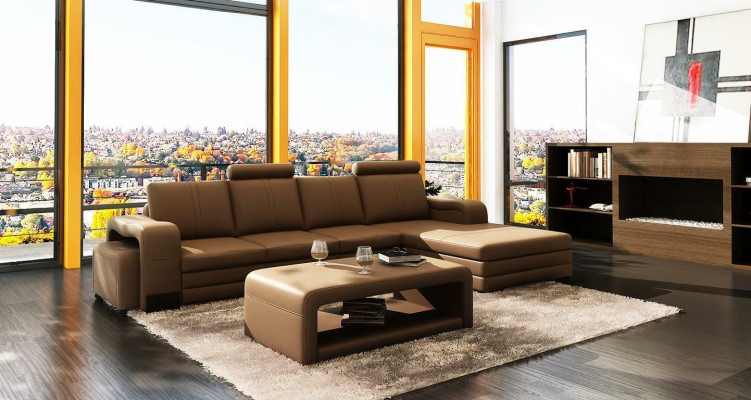 Kůžená pohovka, gauč, pohovky XXL, rohová sedací souprava ve tvaru L, design moderní