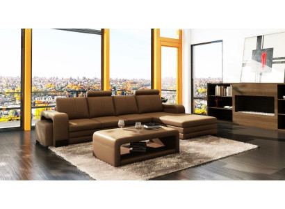 Kůžená pohovka, gauč, pohovky XXL, rohová sedací souprava ve tvaru L, design moderní