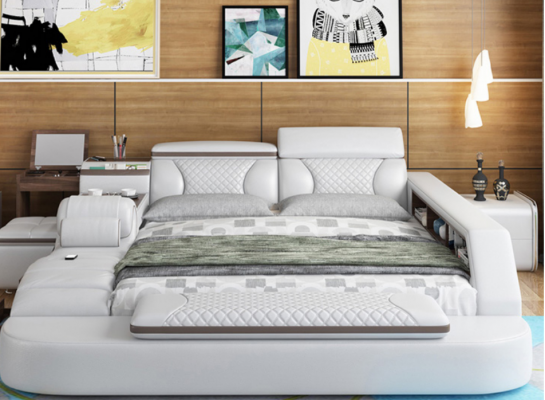 Luxusní postel postel kožené postele 180x200 multifunkční ložnice lehátko regály