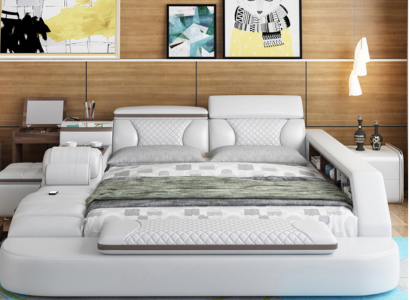 Luxusní postel postel kožené postele 180x200 multifunkční ložnice lehátko regály