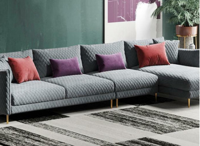 Textil Modern Relax Sedací Luxus Nábytek Obývací Pohovka Rozkládací Sedací Souprava Tvaru L-polštář Sofa