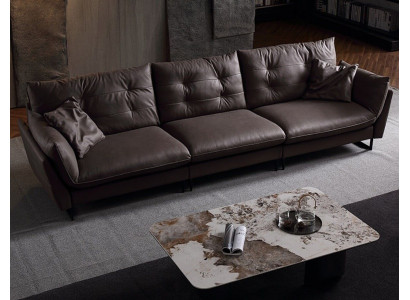 Sofa 4 místný Luxusní umělá kůže velké polstrování 260 cm designový nábytek