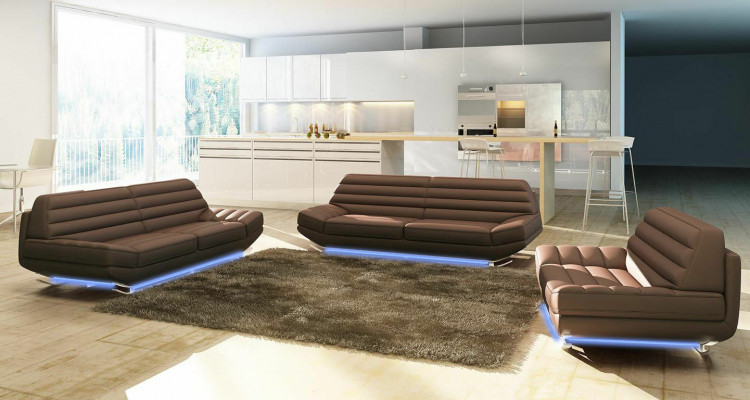 Sofa s designovým potahem 3+2 set kožená sedací souprava obývacího pokoje.