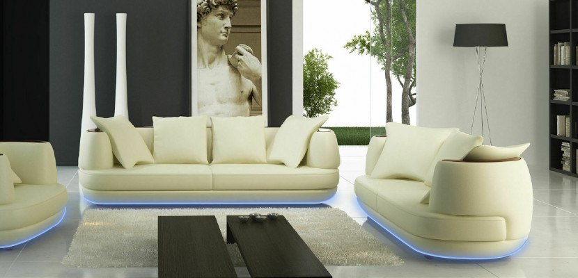 Sofa Design Pohovka 3+2 Set Polstrovaná kůže Pohovka obývacího pokoje Garnisony