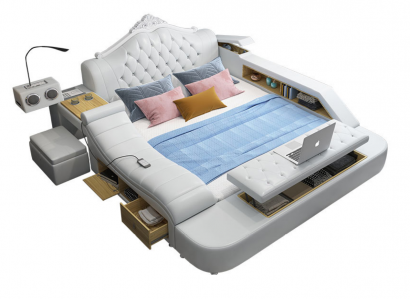 Vícefunkční postel, dekorační postele, manželská postel, dvoulůžko, postel s polstrováním, ložnice.