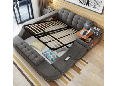 Designová postel s kůží čalouněním postelí hotelu s masážní funkcí multifunkční.