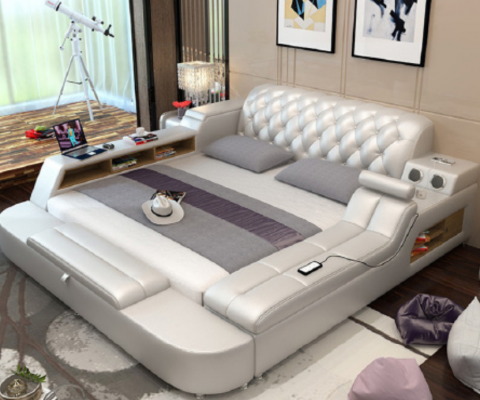 Návrh postele Velké postele Kožené hotely čalouněné 180x200 Regál s multifunkcí