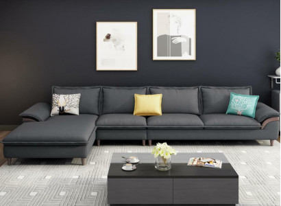 Textil Luxus rohová sedací souprava L-tvar Polstrování Moderní Relaxační Sedadlo Nábytek Obývací krajníček