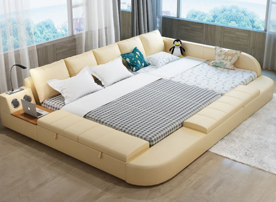 Multifunkční pohovka postel xxl Velké postele Boxy USB Hotel Leather Upholstery
