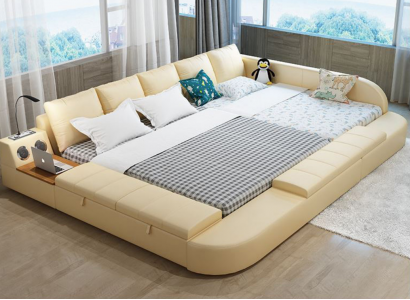 Multifunkční pohovka postel xxl Velké postele Boxy USB Hotel Leather Upholstery