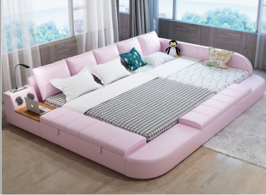 Multifunkční pohovka postel xxl Velké postele Boxy USB Hotel Leather Upholstery