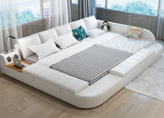 Multifunkční pohovka postel xxl Velké postele Boxy USB Hotel Leather Upholstery