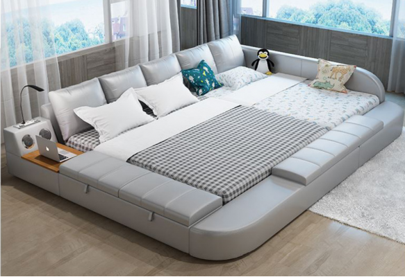 Multifunkční pohovka postel xxl Velké postele Boxy USB Hotel Leather Upholstery