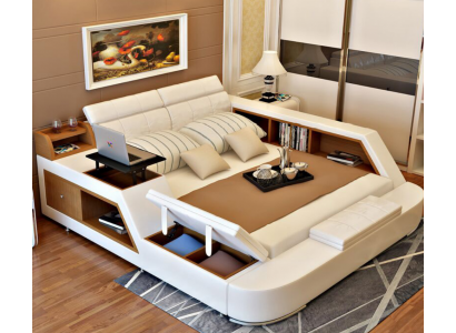 Dvojitá luxusní designová kožená postel, moderní hotelové postele