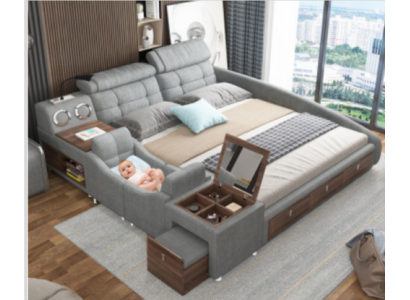 Kůže postel postele polštář dvojitý multifunkční 180x200 kůže postel rám Design