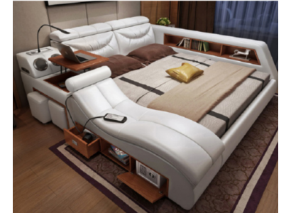 Design postel xxl Big Leather Upholstered Beds Hotel 180x200cm Multifunkce