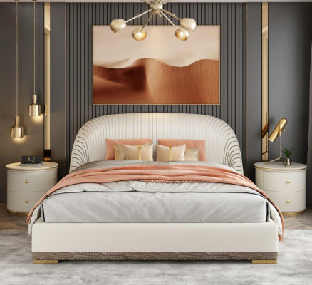 Designer dvojlůžko postel Hotel Luxus kožená ložnice 150/180x200cm