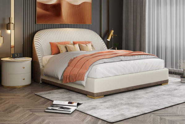 Designer dvojlůžko postel Hotel Luxus kožená ložnice 150/180x200cm