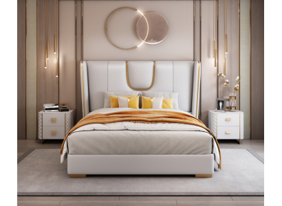 Luxus ložnice manželská postel postel 150/180x200cm kůže kovové postele