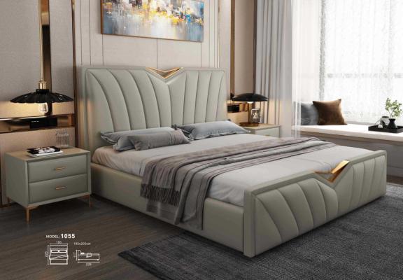 Designer Bett Schlafzimmer Betten Leder Hotel Luxus Polster Italienische Möbel
