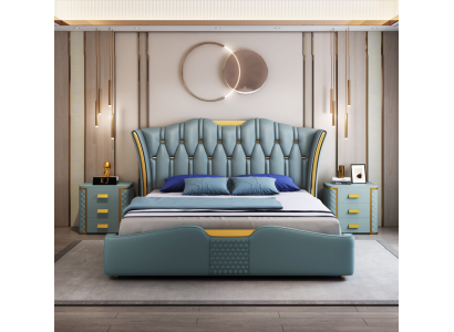 Zelená ložnice postel polštář design dvojitá hotelová postel 180x200cm