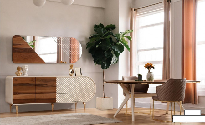 Krb Sideboard Ohni Imitace Skříň Regál Lowboard rtv TV Dřevo Nový