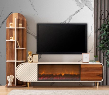 Krb Sideboard Ohni Imitace Skříň Regál Lowboard rtv TV Dřevo Nový