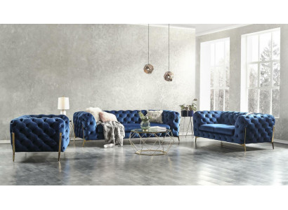 Chesterfield sametová pohovka sofa polstrování sedací souprava sety XXL Big Couch.