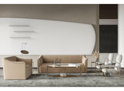 Sametová pohovka 2místná obývací sestava Relax z masivního dřeva Designová pohovka Lounge