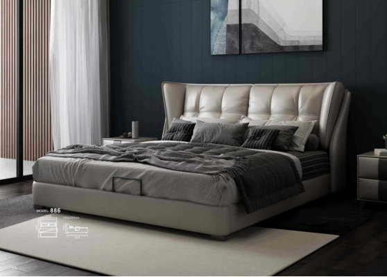 Šedé ložnice postele potah postel chesterfield Italský nábytek