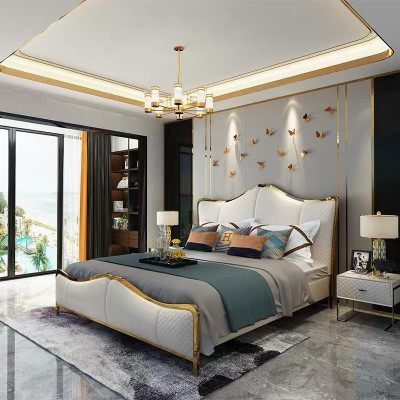 Postelní polštář Design Luxus Dvojitá hotelová postel Manželská 180x200 cm Ložnice Kůže