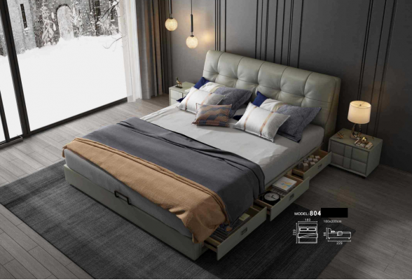 Návrhářská postel 180x200 Kožená Kovová Postel Pro Dvojici Ložnice Luxus Manželství