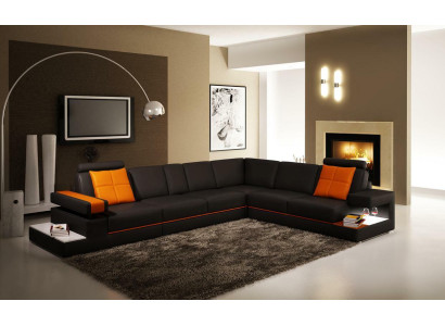 Ledersofa Couch Wohnlandschaft Ecksofa Eck Modern Garnitur Design Dekor