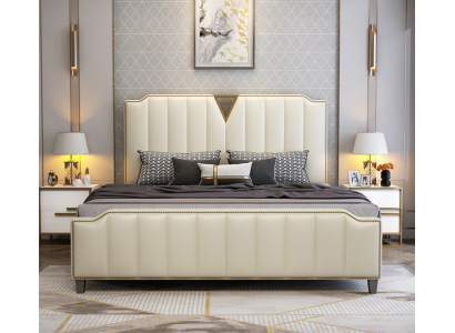 Designer Bett 180x200 Leder Hotel Metall Betten Deko Doppel Schlaf Zimmer