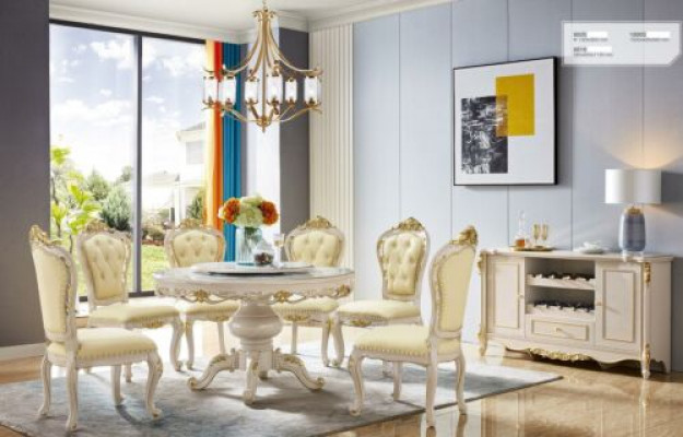 Klasické bílo-beige Chesterfield židle Stylové židle do jídelny 6 kusů.