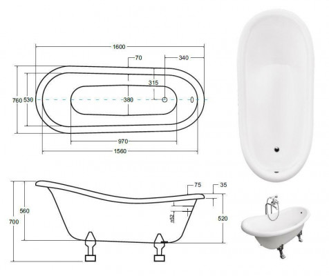 Exkluzivní volně stojící vana Akrylová vana Vana Koupel Vany
