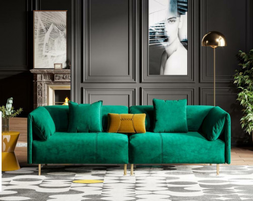 Pohovka 2místná Velvet Dvousedadlo Relax Samet Dřevo Klubové Sedadlo Design Pohovka Lounges