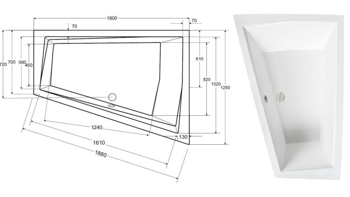 Vana pro 2 osoby, rohová vana, koupelna, vestavěné vany, akrylový design, nový.