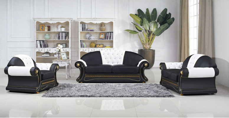 Klasická designérská třísedací pohovka Chesterfield z kůže, bez 2+1 nová