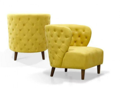 Žlutý Chesterfield křeslo XL textil Tkanina Pohovky Kreativní nábytek Sofy