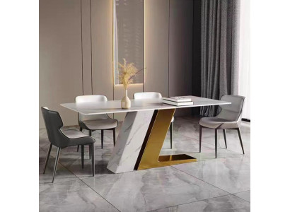Stoly Design Stůl Luxus Mramor Imitace Nábytek Jídelní Kuchyňské stoly Moderní Zlato