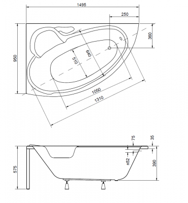 Koupelna rohová vana Vana Design Vany Akrylová Kompletní sada