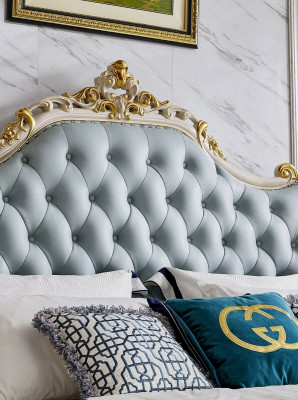 Chesterfield set noční stolek 2x masivní dřevo luxus 3dílný 180x200cm design