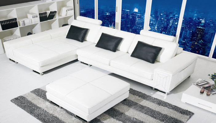Ecksofa Sofa Couch Polster Ledersofa mit Regal Sitz Couchgarnitur Ecke GenovaS