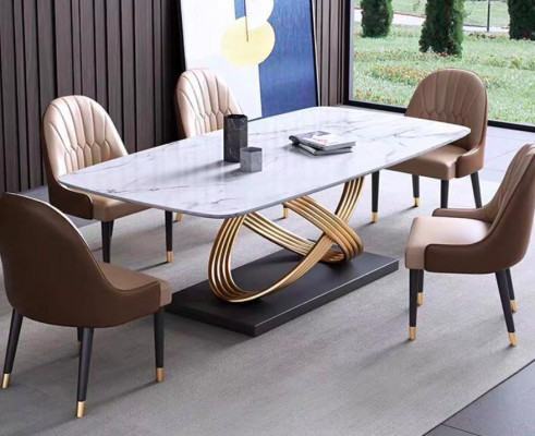 Luxusní stůl kovový stůl Mega design stoly nerezová ocel imitace mramoru stůl